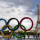 Les anneaux olympiques sur le parvis du Trocadéro, le 14 septembre 2017, JO 2024